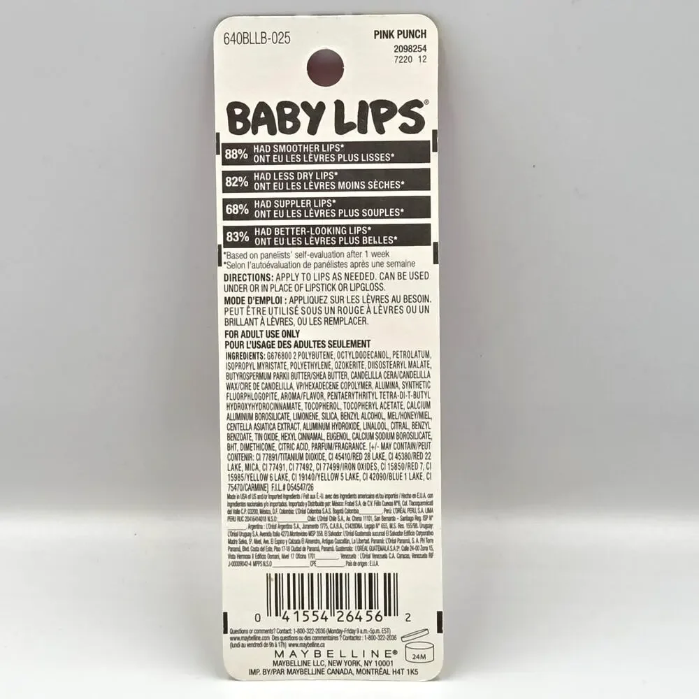Maybelline‎ Baby Lips 8hr Moisturizing Lip Balm #25 Pink Punch